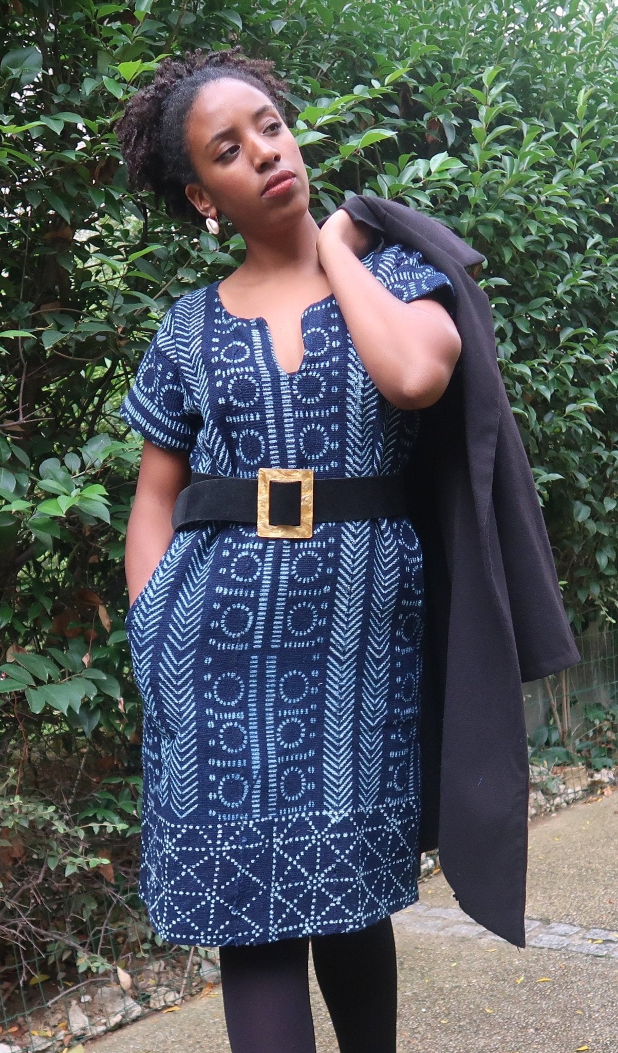 Robe droite en Galafini tissé du Mali – coton indigo artisan en robe indigo artisanal africain - KaolackCreations