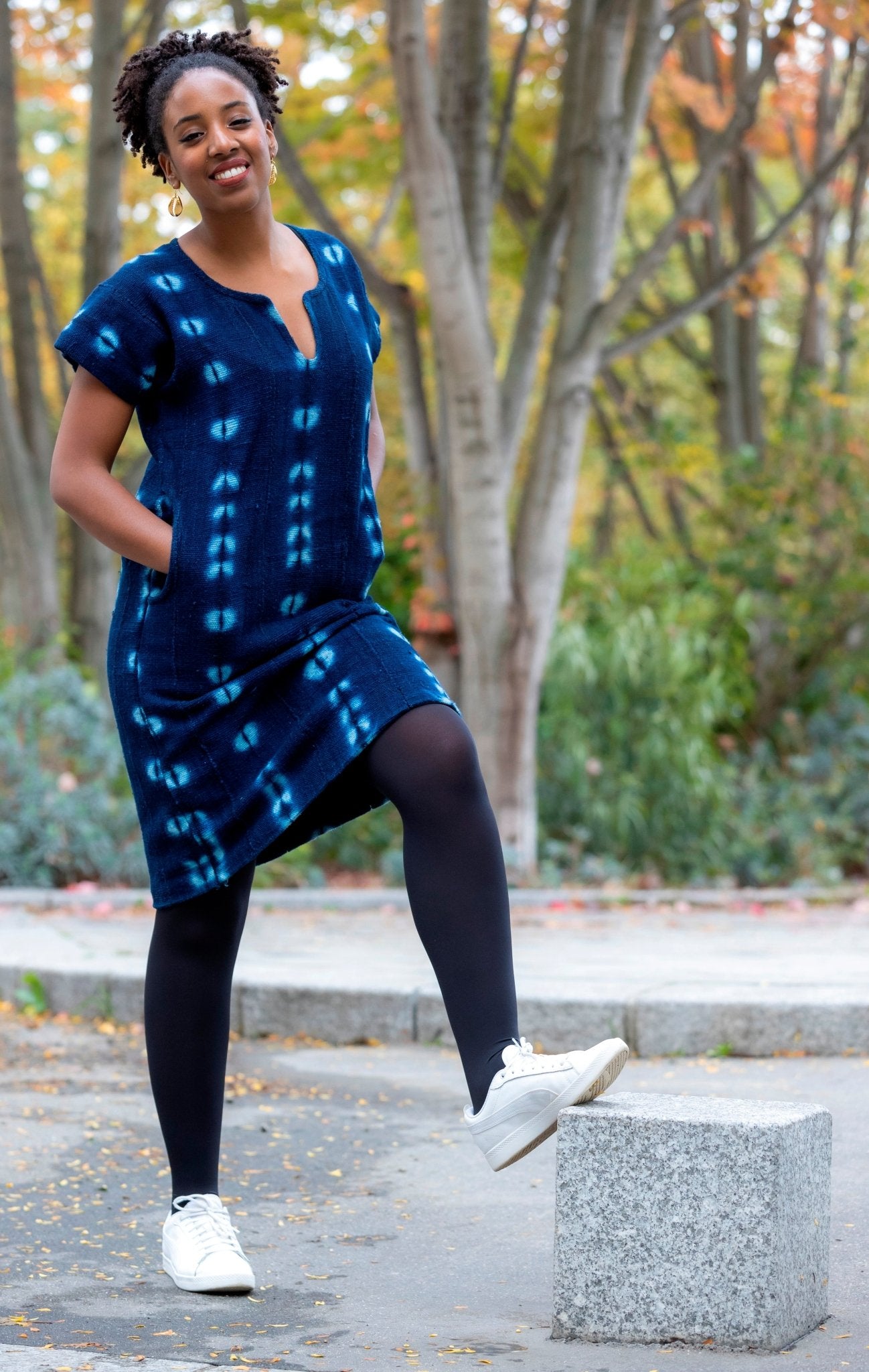 Robe droite en Galafini tissé du Mali – coton indigo artisan en robe indigo artisanal africain - KaolackCreations