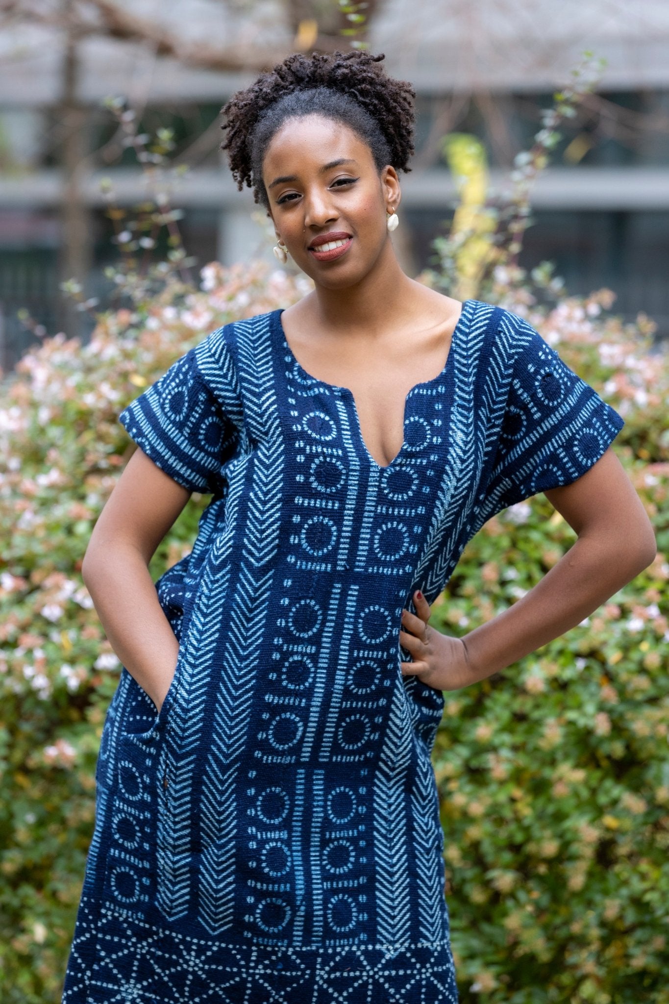 Robe droite en Galafini tissé du Mali – coton indigo artisan en robe indigo artisanal africain - KaolackCreations