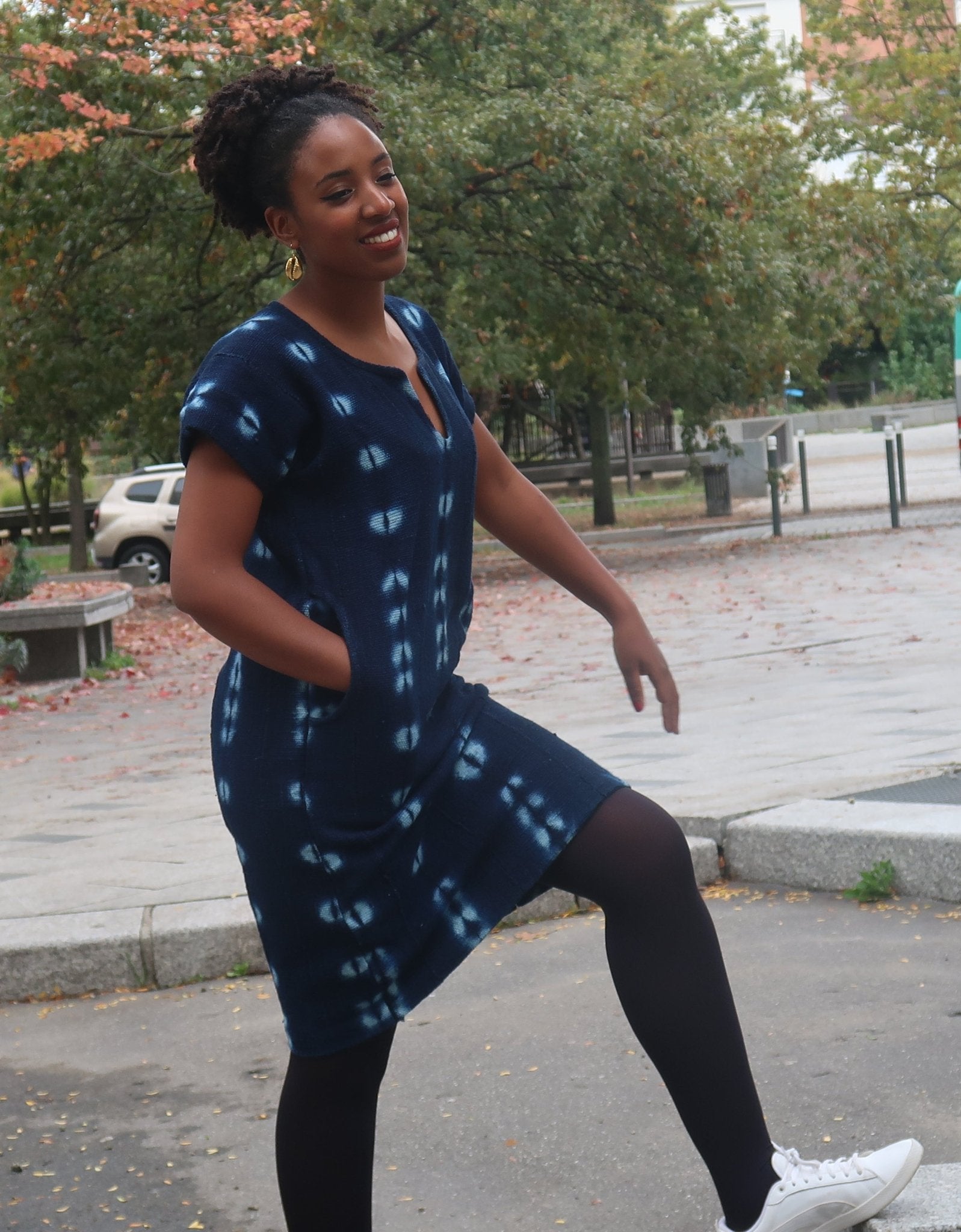 Robe droite en Galafini tissé du Mali – coton indigo artisan en robe indigo artisanal africain - KaolackCreations