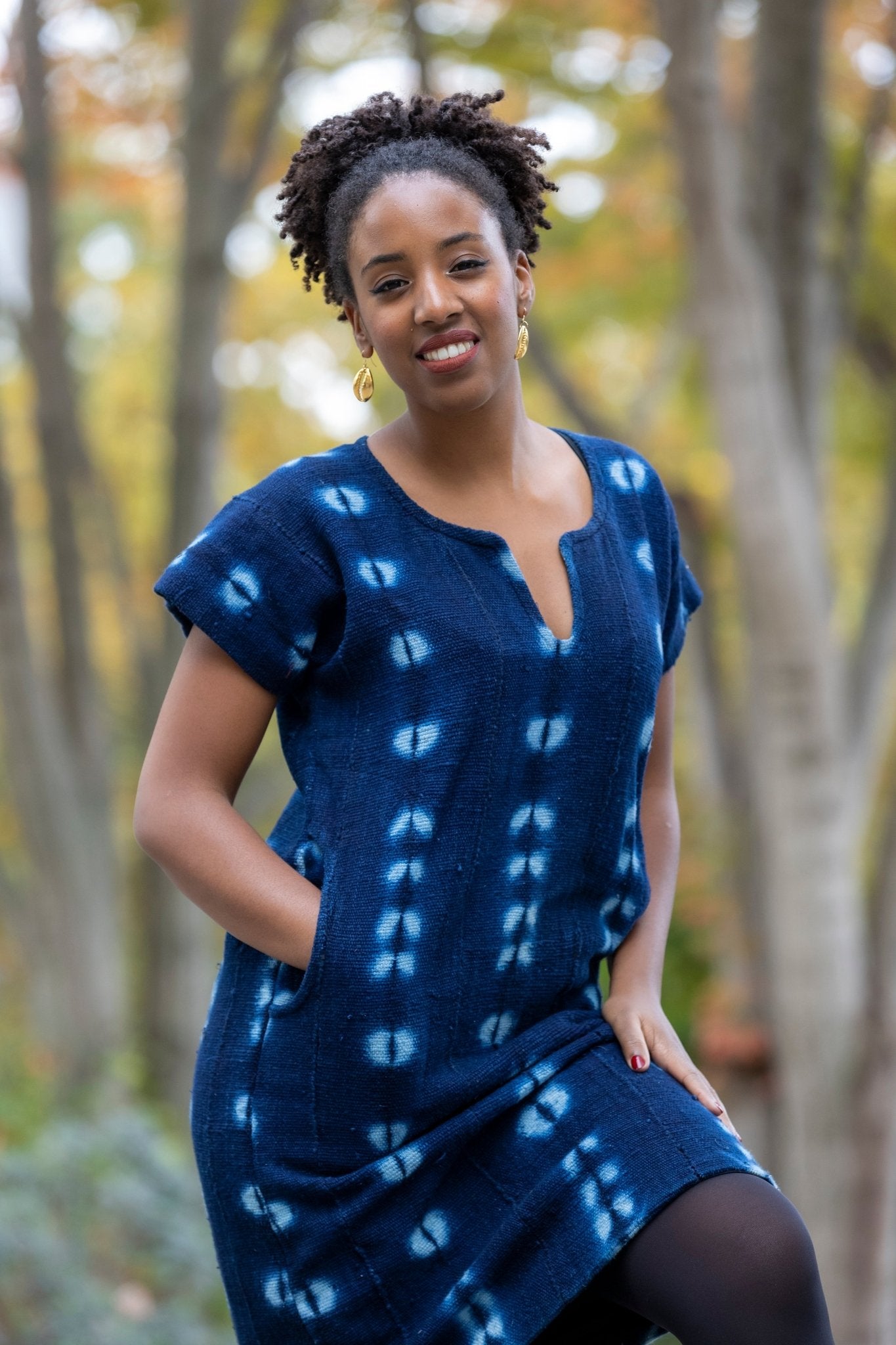 Robe droite en Galafini tissé du Mali – coton indigo artisan en robe indigo artisanal africain - KaolackCreations