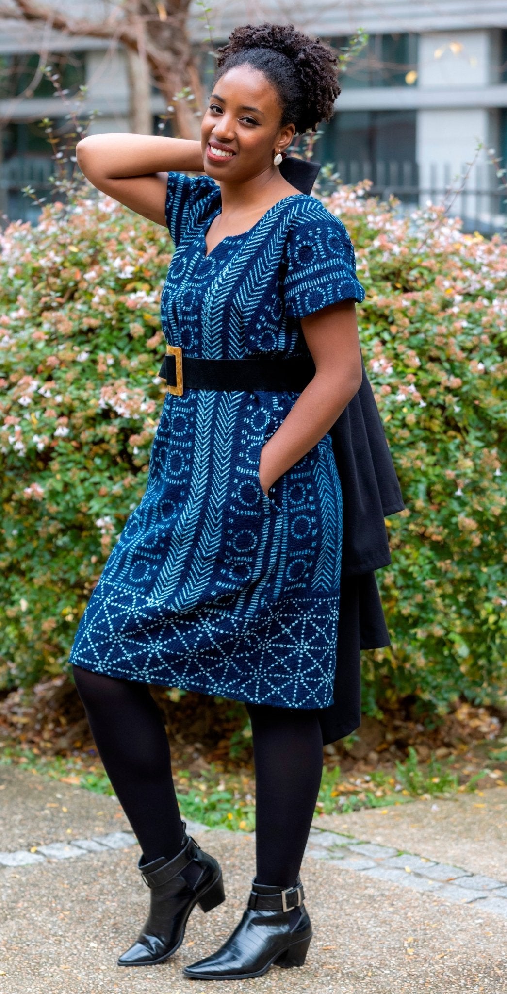 Robe droite en Galafini tissé du Mali – coton indigo artisan en robe indigo artisanal africain - KaolackCreations