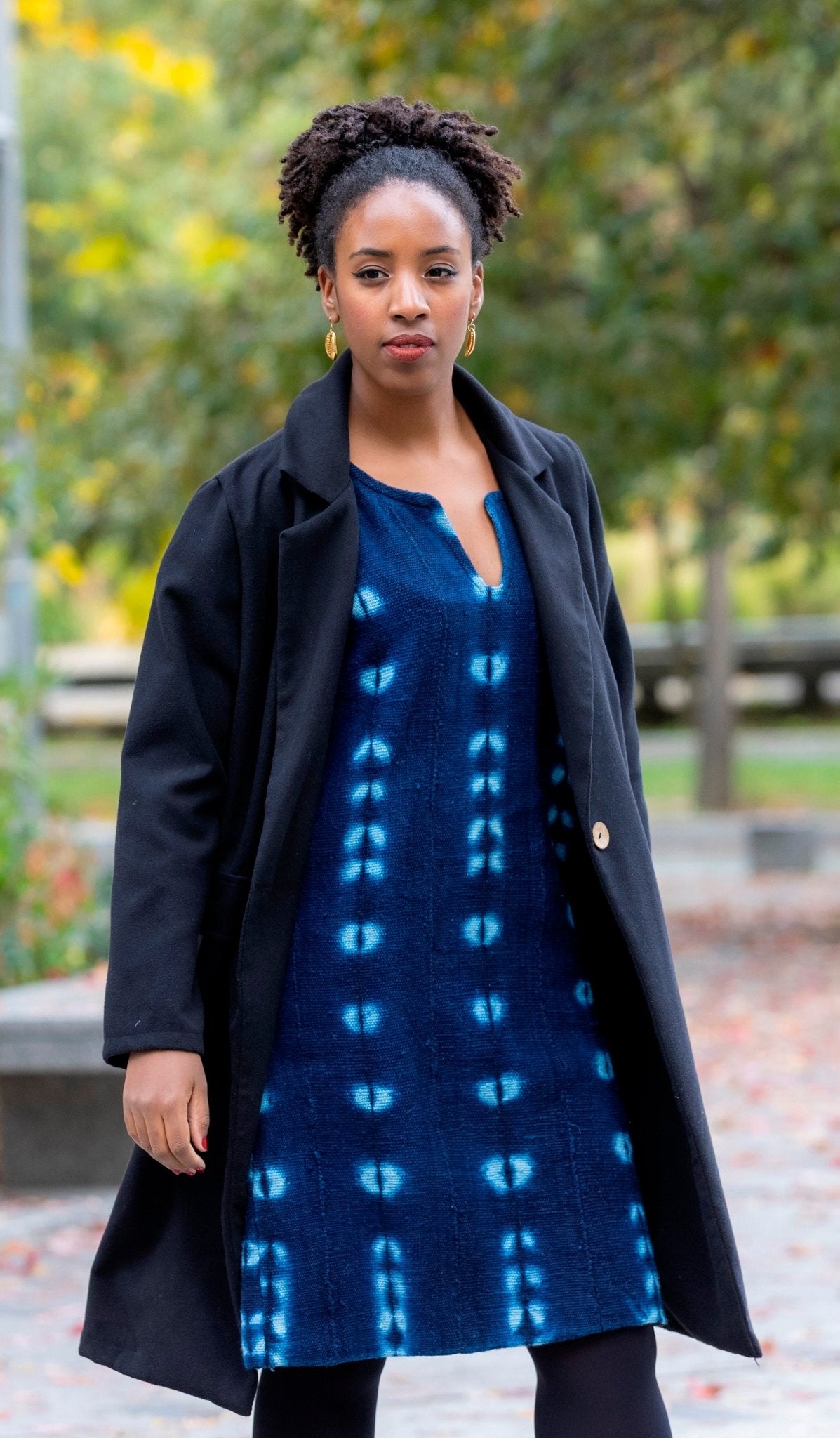 Robe droite en Galafini tissé du Mali – coton indigo artisan en robe indigo artisanal africain - KaolackCreations