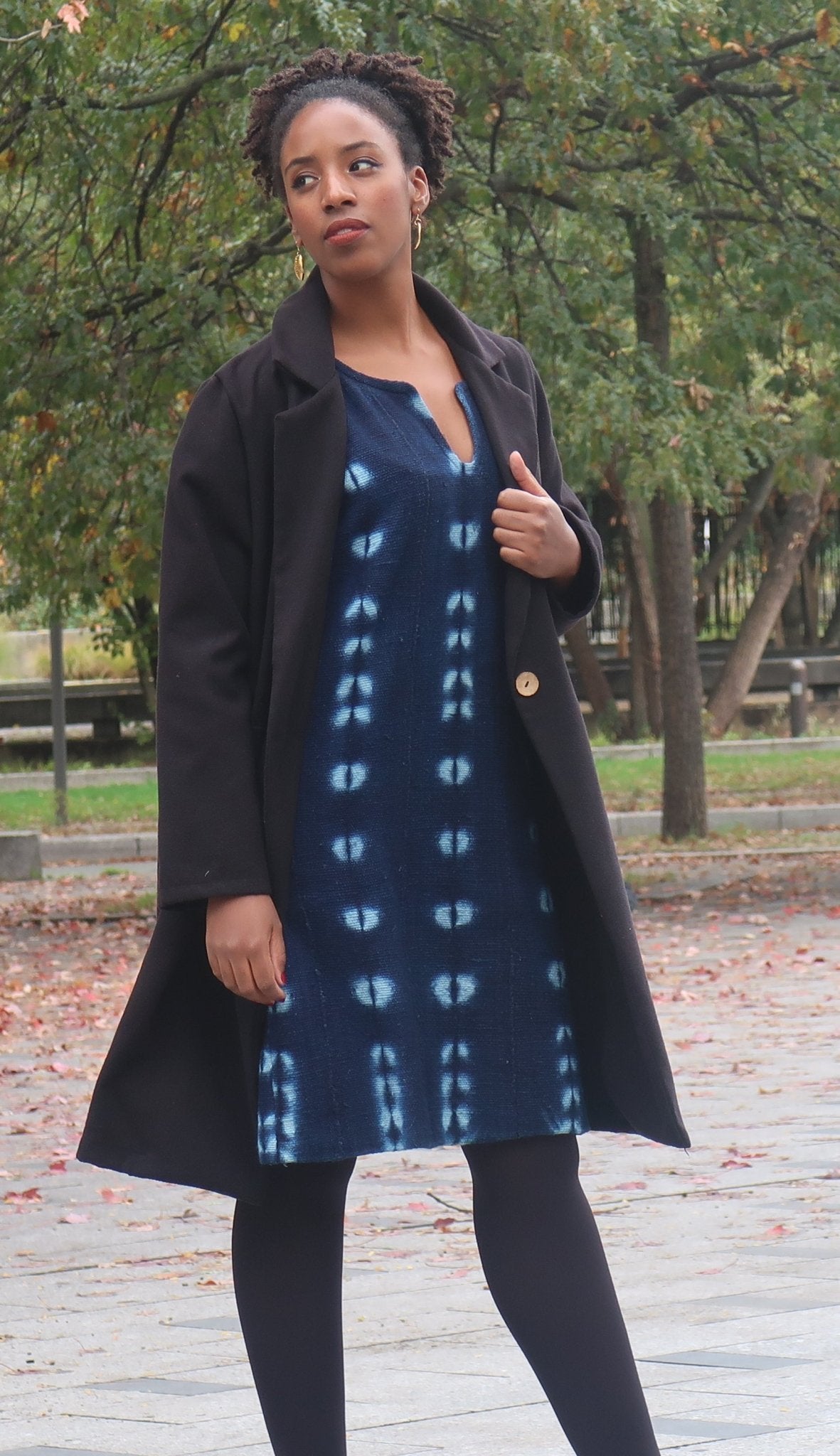 Robe droite en Galafini tissé du Mali – coton indigo artisan en robe indigo artisanal africain - KaolackCreations