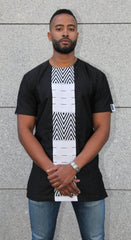 Chemise Tunique homme Kente Ewe du Ghana et coton noir